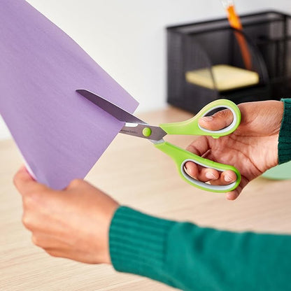 Amazon Basics Multipurpose Stainless Steel Scissors for Office, Crafts, Right/Left Handed, Comfort Grip, PVD Coated, 3-Pack, Multicolor
