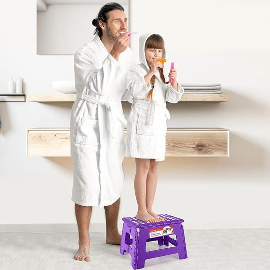 ACSTEP Folding Portable Collapsible Plastic Foldable Step Stool,Non Slip Folding Stools for Kitchen Bathroom Bedroom (Purple)