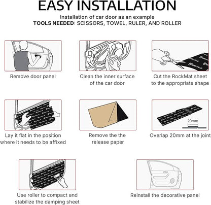 Rockville RockMat 15-15 15 Sq Ft Butyl Sound Deadening Mat 1.5MM 60 Mil, Aluminum Foil Backing, Vibration and Noise Damping for Car Truck Van RV Marine and Audio Installations