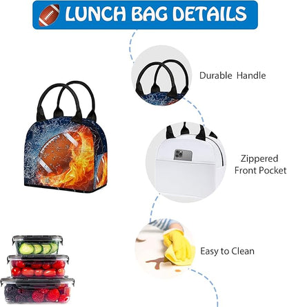 3PCS Backpack for Boys Girls, Kids Football Back to School Backpack Sets with Lunch Bag Pencil Case, 17 Inch Lightweight Bookpack 3 in 1 Set for Teens Elementary Middle High School Students