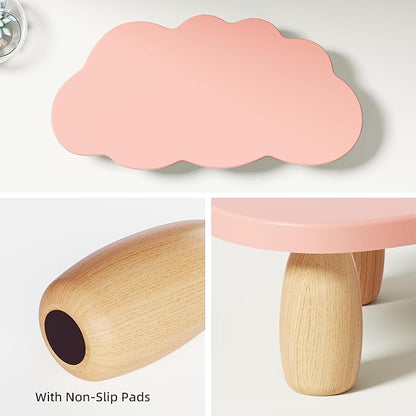 Monitor Stand Riser,Cloud-Shaped Sturdy Wood Computer Monitor Riser, Laptop Monitor Stand, Multi-Purpose Desktop Organizer Riser for Computer, Laptop, Printer, TV,Pink
