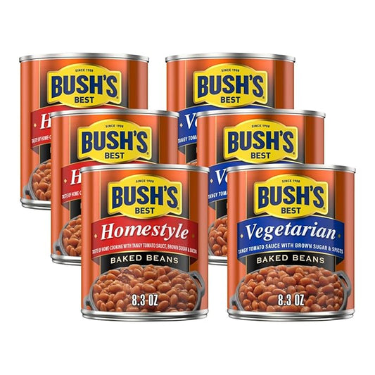 Bush's Best Baked Beans, Homestyle, & Vegetarian, 8.3 Ounce Each (Variety Pack)
