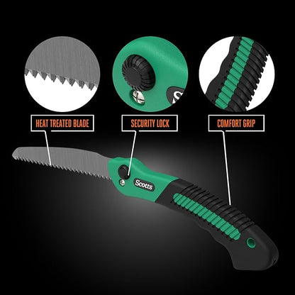 Scotts 2-Piece Pruning Tool Set – Includes 8 in. Bypass Pruning Shears for Live Plants and Soft Stems, and 7.5 in. Folding Saw for Cutting Thick Branches