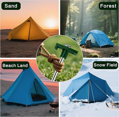 10 Pack Tent Stakes - 9.75 Inch Galvanized Non-Rust Ground Stakes Heavy Duty Canopy Anchors Metal Tent Pegs for Camping, Garden, Hiking, Green
