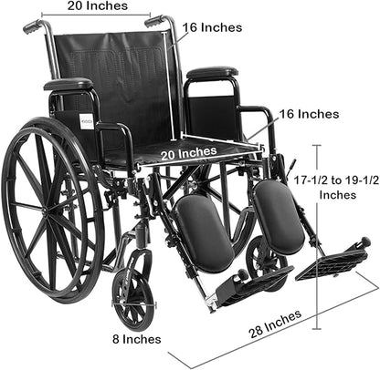 McKesson Wheelchair, Swing Away Foot Leg Rest, Desk Length Arms, 20 in Seat, 300 lbs Weight Capacity, 1 Count