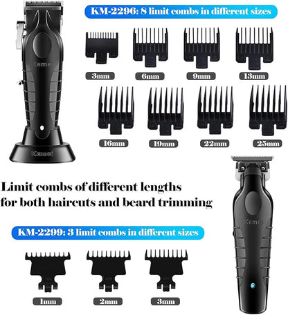 KEMEI Professional Hair Clipper, Hair Trimmer, Beard Shaver Set for Men, Electric Cordless Barber Clipper Beard Trimmer, Rechargeable Fade Clipper Haircutting Kit, KM-2299, KM-2296, KM-1102