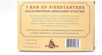Fire Starters ??24-Pack | Non-Toxic, Odorless & Weatherproof Fire Starters for Camping, Fireplace, BBQ, Wood Stove & Grill | Easy Light, Long Burning 8??0 Minutes