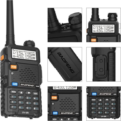 Baofeng UV-5R Dual Band Two Way Radio Handheld Ham Radio Long Range Walkie Talkies Pack of 6 for Hiking Camping Hunting Skiing Trip(Black) with 6 Way Charger, USB-C Charge Battery