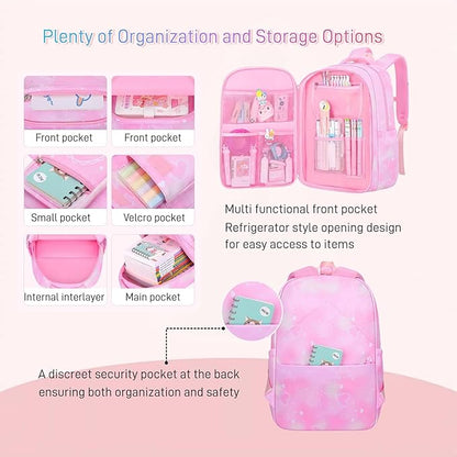 Backpack for Girls Cute Bow Kids Backpack for Elementary School Students Bookbag Middle School Bags for Girls Travel Back Pack, Dreamy Purple