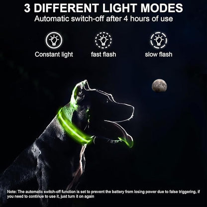 CHUKCHI LED Dog Collar Rechargeable,Waterproof Flashing Collar,Light Up Glow Collar, Adjustable Soft Safety Light Up for Small Medium Large Dogs Walking Camping at Night (Green-M)