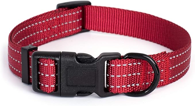 Mile High Life Dog Collar | Nylon Reflective Dog Collars | Light Weight Puppy Collars | Red Dog Collars for Small Dogs (Solid Red, X-Small)