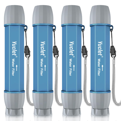 Yuclet Emergency Water Filter Straw for Survival, Camping & Hiking, 4 Pack