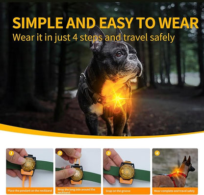 LaRoo Dog Lights for Night Walking,USB-C Rechargeable Safety Lights，Only 13g for Small Dogs, 3 Modes Waterproof LED Collar Charm for Nighttime Running,Pet Camping Essentials(Yellow)