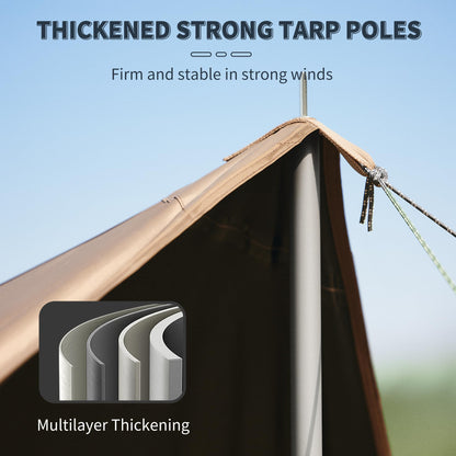 Naturehike Cloud Skies Camping Tent Tarp with Poles, Waterproof PU 18000mm+ Rain Shelter, Anti-UV UPF2000+ Camping Sun Shelter Canopy