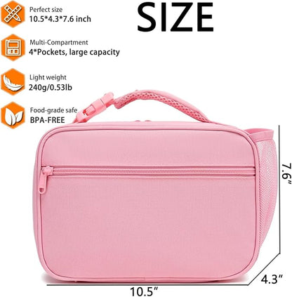 Insulated Lunch Box for School, Thermal Reusable Durable Freezable Lunch Bags for Kids Boys Girls Men Women - Small Soft Cooler Portable Lunch Tote Kit for Work Picnic Travel,Colorful