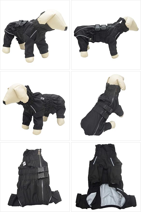 Dogs Waterproof Jacket, Lightweight Waterproof Jacket Reflective Safety Dog Raincoat Windproof Snow-Proof Dog Vest for Pugs English French Bulldog American Pit Bull Black B-L