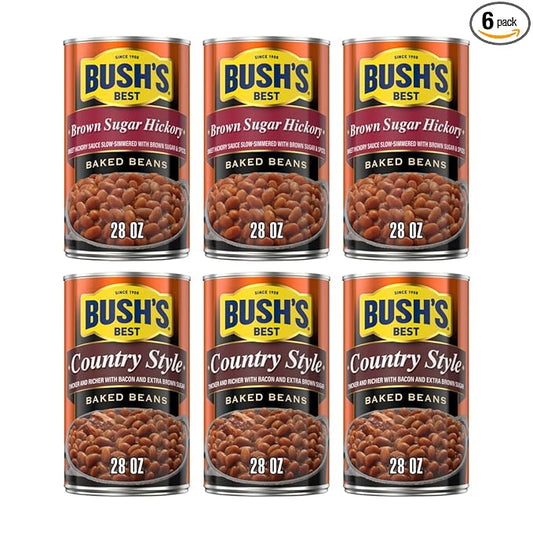 Bush's Best Baked Beans, Country Style Classics, 3 Country Style (28 Oz), 3 Brown Sugar Hickory (28 Oz), (Variety Pack)