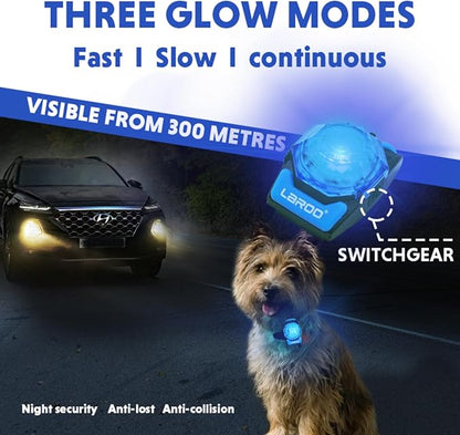 LaRoo Dog Lights for Night Walking,USB-C Rechargeable Dog Lights,Only 13g for Small Dogs,3 Modes Waterproof LED Collar Charm for Nighttime Running,Pet Camping Essentials (Blue)
