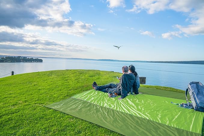 WEKAPO Beach Blanket Sandproof Waterproof, Extra Large Beach Mat, Oversized & Compact Sand Free Mat Quick Drying, Lightweight & Durable with Stakes & Corner Pockets