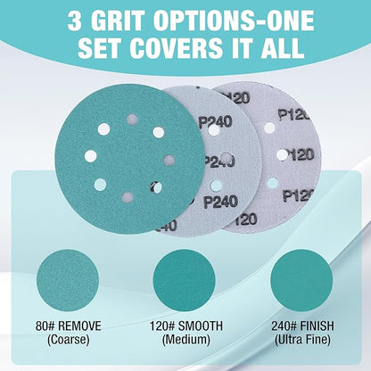 WORKPRO 150-piece 5 Inch Sanding Discs Set and 3 Foam Buffer Pads & 3 Grit Sandpaper