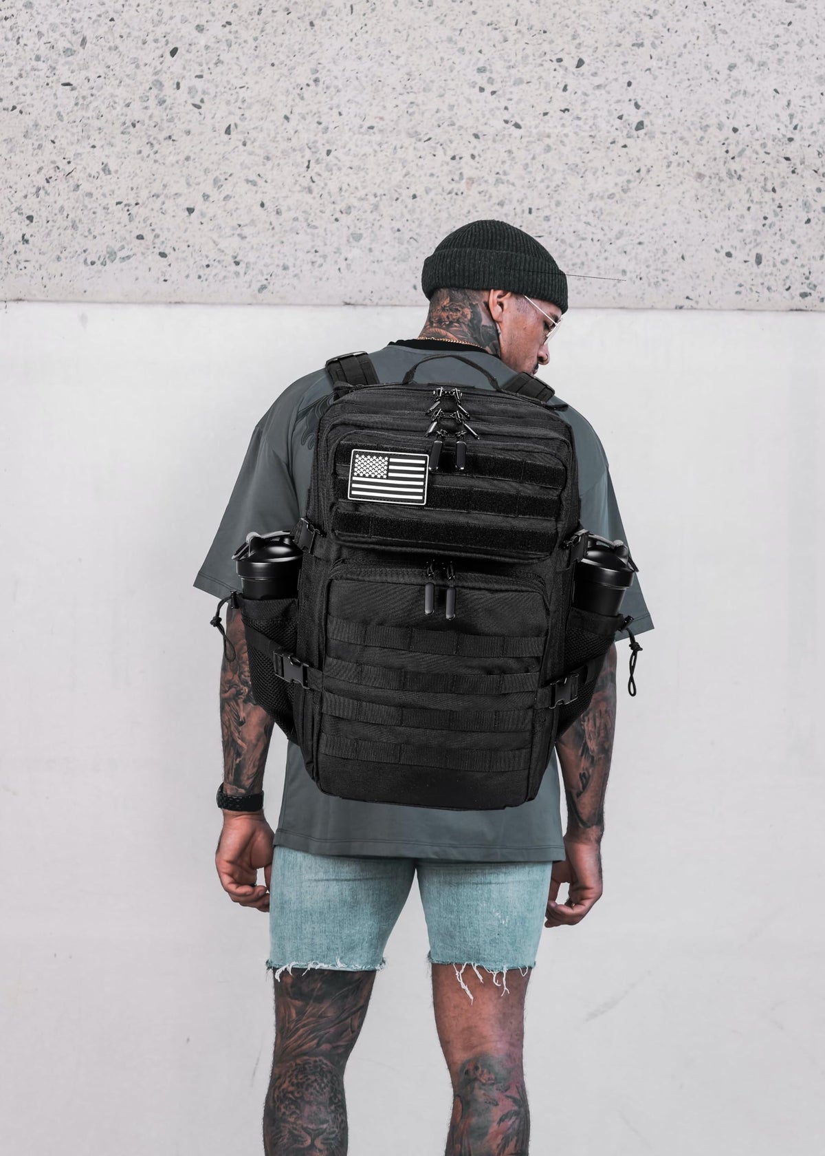 LHI Military Tactical Backpack for Men and Women 45L Army 3 Days Assault Pack Bag Large Rucksack with Molle System - Black
