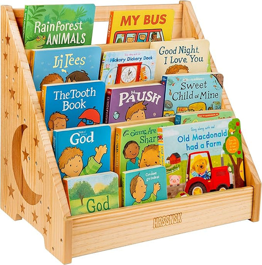 Baby Bookshelf for Toddlers Ages 1-3 - Montessori Nursery Book Shelf with Front-Facing Storage - Kids Book Organizer for Playroom and Bedroom