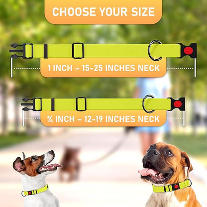 Adjustable Dog Collar with QR Code Dog Tag ID Attached - Made in USA - Honeycomb Waterproof Heavy Duty Dog Collar with Safe Lock Buckle - Odor Proof Pet Collar for Dogs with Strong Zinc D Ring