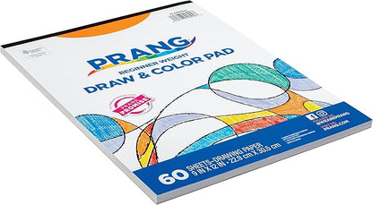 Prang (Formerly Art Street) Drawing & Color Paper Pad, White, Beginner Weight, 9" x 12", 60 Sheets