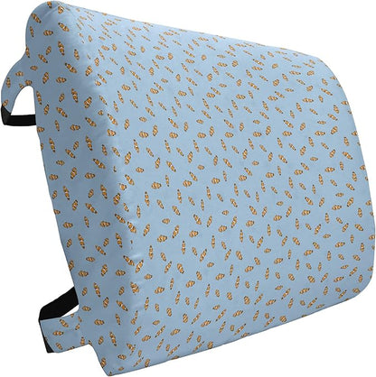 Ambesonne Cartoon Lumbar Back Support Pillow, Illustration of Clownfish Repetitive Simplistic Pattern Underwater, High Density Foam for Office Chairs Car Seats, 14" x 13", Pale Azure Blue Marigold