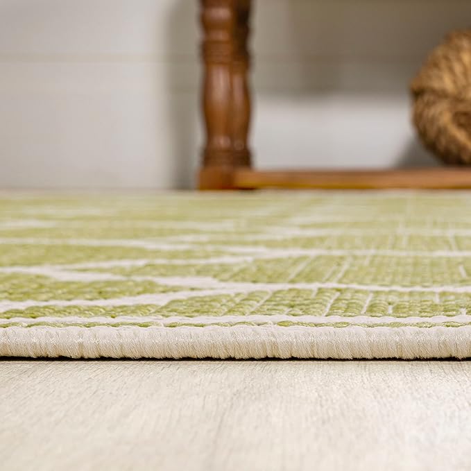JONATHAN Y Moroccan Trellis Indoor Outdoor Area Rug 8X10 Green/Cream, Trebol Textured Weave for Backyard, Patio, Porch, Easy-Cleaning, High Traffic, Pet-Friendly, Non-Shedding (SMB109G-8)