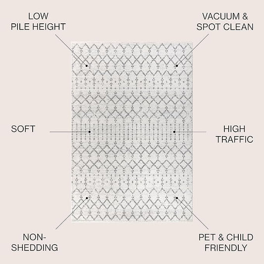 JONATHAN Y Boho Vintage Diamond Cream/Gray Indoor Area Rug 10X13 ft, Moroccan Hype for Living Room, Bedroom, Kitchen, Office, Easy-Cleaning, High Traffic, Pet-Friendly, Non-Shedding (MOH101B-13)