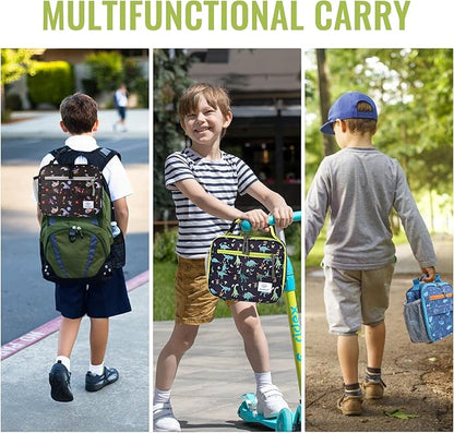 Genteen Lunch Box Kids, Prints Insulated Lunch Bag Kids Boys Girls,Soft Bag Mini Cooler Back to School Thermal Meal Tote Kit Lunch Box for School,Work,Outdoor - Dinosaur