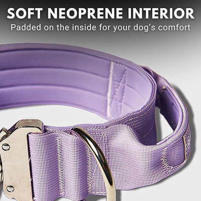 Spark Paws Tactical Dog Collar - Heavy Duty, Premium Quality, Thick and Durable for Large and Medium Dogs - Purple - L - 1.5"