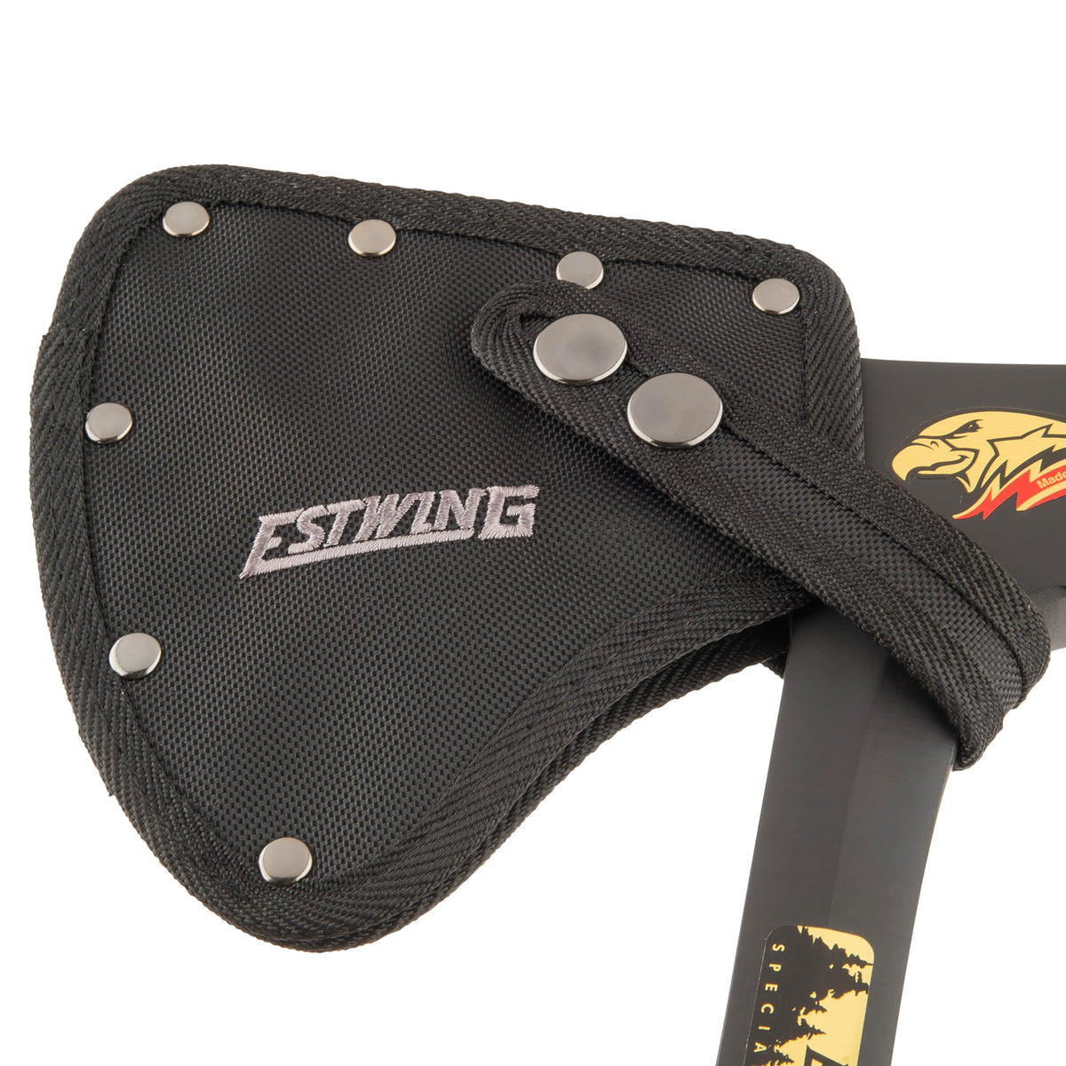 ESTWING Camper's Axe - 19" USA Made Special Edition Camping Ax with Forged Steel Construction & Shock Reduction Grip - E44ASE