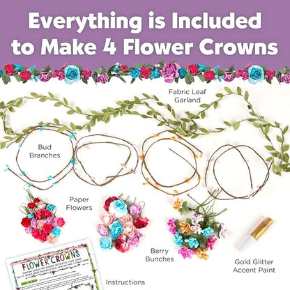 Creativity for Kids Flower Crowns Craft Kit - Create 4 Hair Accessories (Ages 7+)