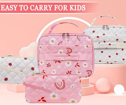 Rainbow Lunch Bag Pink for Girls Lonchera Para Niños Daisy Reusable Lunch Box with Reusable Snack Bag Back to School Lunch Kit