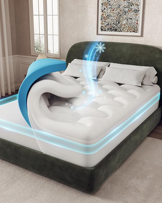 OhGeni Cooling 4 inch Dual Layer King Mattress Topper, 2 inch Cooling Gel Memory Foam, 2 inch Down Alternative Pillow Top Pad, Mattresses Cover for Bed, Medium Support, Fits 6”-19” Deep Pocket