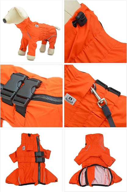 Dogs Waterproof Jacket, Lightweight Waterproof Jacket Reflective Safety Dog Raincoat Windproof Snow-Proof Dog Vest for Pugs English French Bulldog American Pit Bull Orange B-S