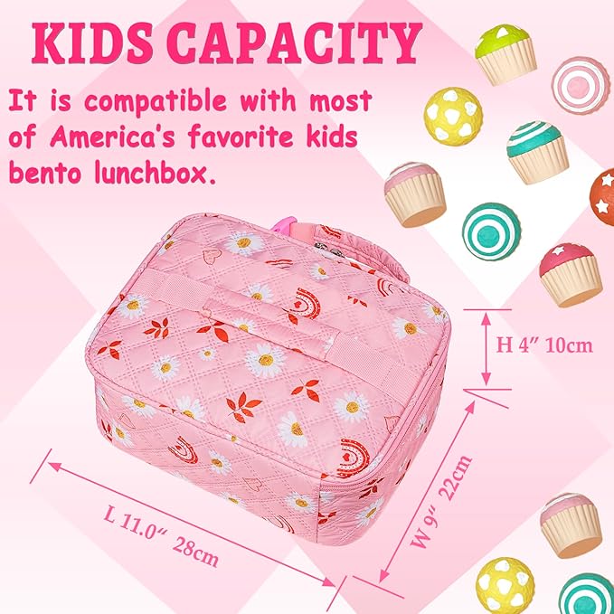 Lunch Box for Kids Boys with Reusable Snack Bag Cute Insulated Lunch Bag for Preschool Kindergardent Elementary Lonchera Para Mujer