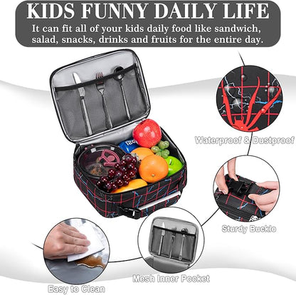 School Lunch Box for Kids Insulated Lunch Bag for Boys for 3 4 5 6 7 8 9 10 11 12 Toddler Reusable Freezable Small Cooler Bag for Back to School for Elementary Kindergarten Primary