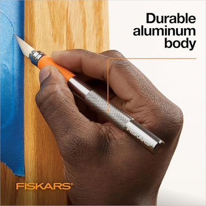 Fiskars Detail Craft Knife, Cool Gifts for Brother, Included with Protective Cover, 8", Exacto Knife for Crafting, Orange