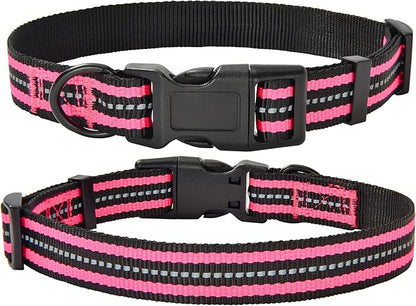 Mile High Life Reflective Dog Collar | Nylon Pet Collars wiith Buckle | Light Weight Puppy Collars | Pink Dog Collars for Small Dogs (Pink, S)