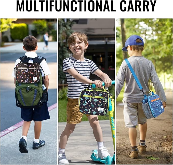 Genteen Lunch Box Kids, Prints Insulated Lunch Bag Kids Boys Girls,Soft Bag Mini Cooler Back to School Thermal Meal Tote Kit Lunch Box for School,Work,Outdoor - Astronaut