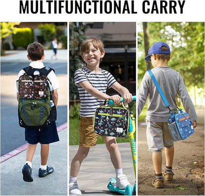 Genteen Lunch Box Kids, Prints Insulated Lunch Bag Kids Boys Girls,Soft Bag Mini Cooler Back to School Thermal Meal Tote Kit Lunch Box for School,Work,Outdoor - Astronaut