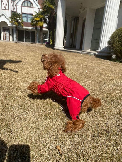Dogs Waterproof Jacket, Lightweight Waterproof Jacket Reflective Safety Dog Raincoat Windproof Snow-Proof Dog Vest for Small Medium Large Dogs Red L
