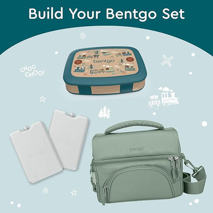 Bentgo Kids Prints Leak-Proof, 5-Compartment Bento-Style Kids Lunch Box - Ideal Portion Sizes for Ages 3-7, Durable, Drop-Proof, Dishwasher Safe, & PFAS & BPA-Free Materials (Trains)