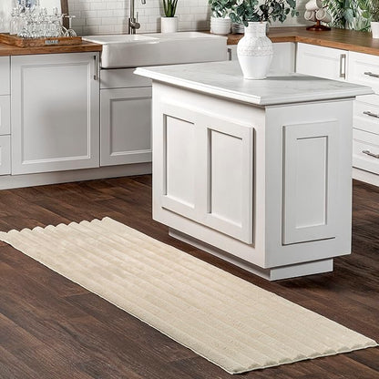 nuLOOM SuperiorWash Collection Kai Beige, 2'6" x 6', Fluffy and Cozy, High Traffic, Stain Resistant, Easy Clean, Durable Washable Runner for Bedroom, Living Room, Dining, Den, Foyer, Entryway