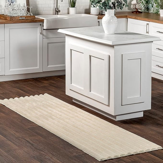 nuLOOM SuperiorWash Collection Kai Beige, 2'6" x 6', Fluffy and Cozy, High Traffic, Stain Resistant, Easy Clean, Durable Washable Runner for Bedroom, Living Room, Dining, Den, Foyer, Entryway