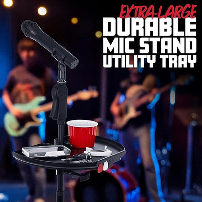 Gator FrameworksCases Clamp-On Microphone Stand Accessory Drink Holder and Guitar Pick Tab, Extra Large Tray, 14" x 9" (GFW-MICACCTRAYXL)