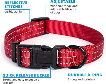Mile High Life Dog Collar | Nylon Reflective Dog Collars | Light Weight Puppy Collars | Red Dog Collars for Small Dogs (Solid Red, X-Small)